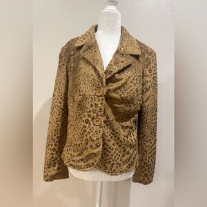 Essentials by Milano Faux Fur Cheetah Print Blazer Medium